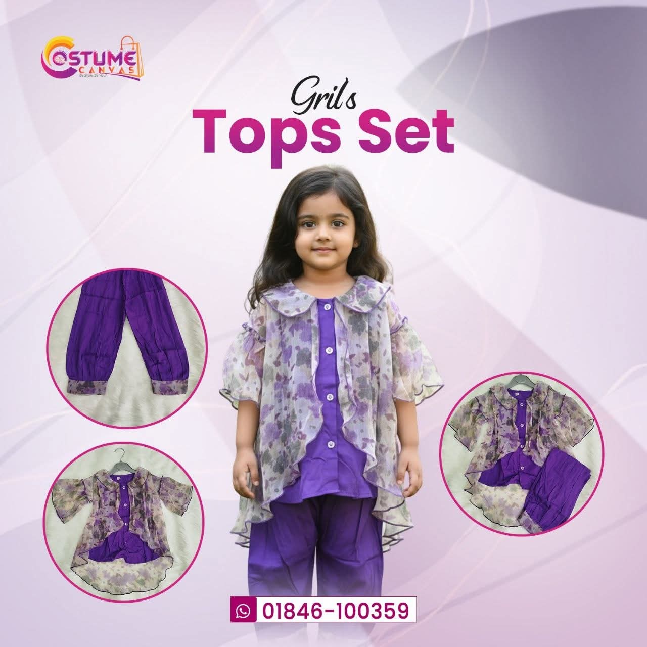 Girls chiffon Tops Set