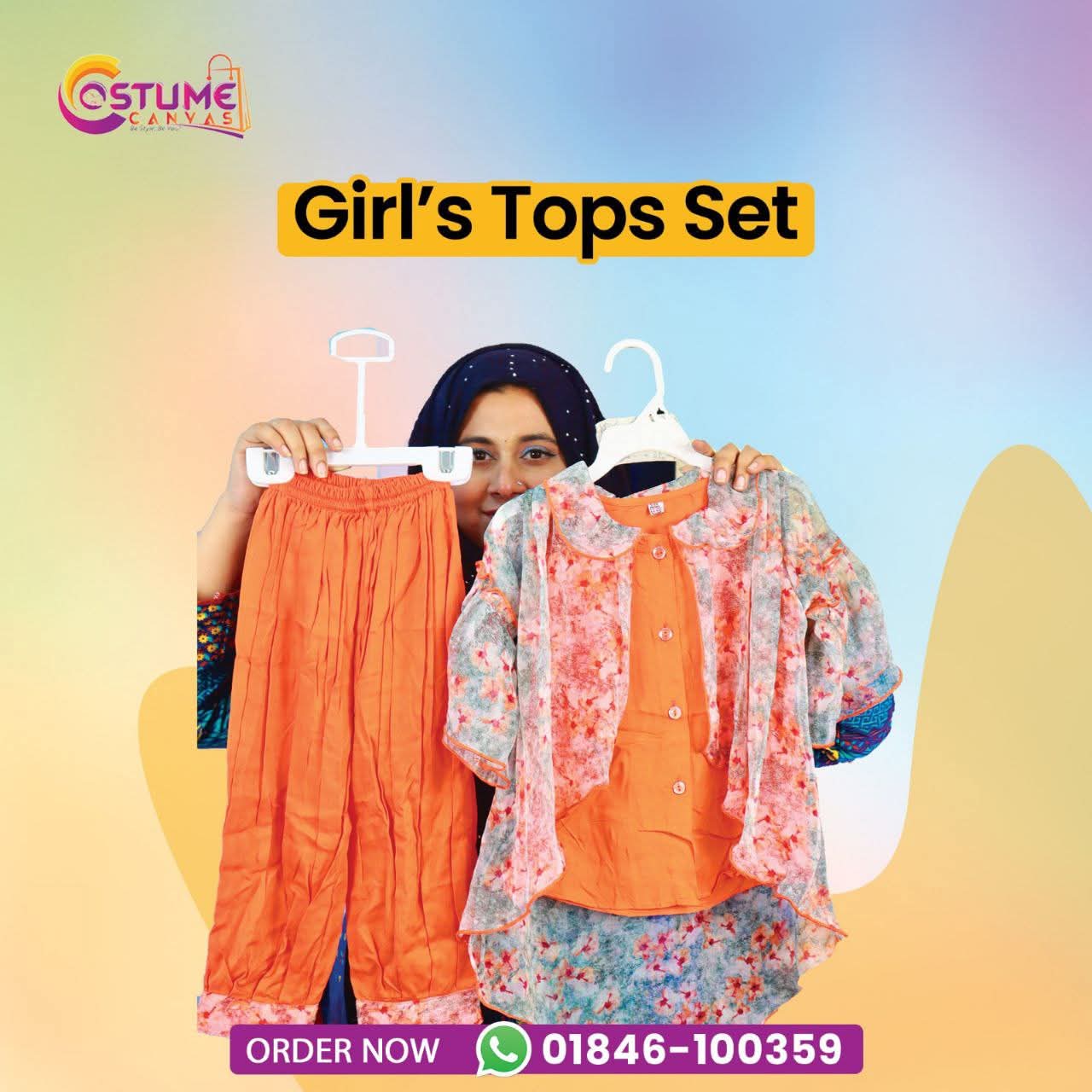 Girls chiffon Tops Set